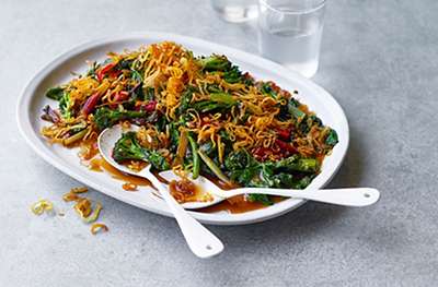 Thai-style fried greens with crispy shallots
