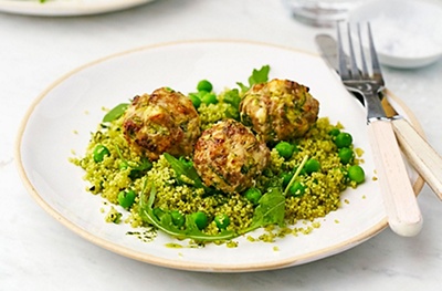 Turkey meatballs with green couscous