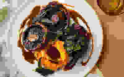 Miso mushrooms and sweet potato