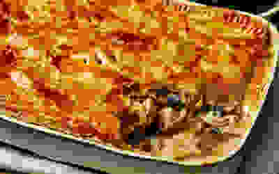 Celeriac, mushroom and cheese pie