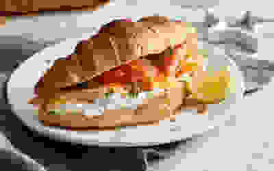 Smoked salmon, scrambled egg & cream cheese croissants