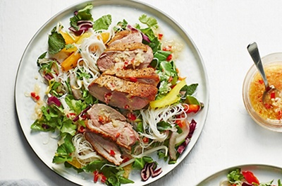 Asian duck salad with rice noodles