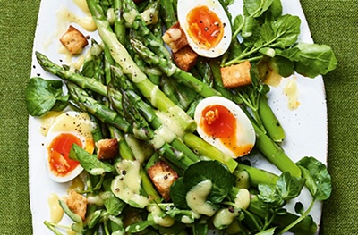 Asparagus, egg & watercress salad