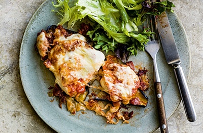 Aubergine & chicken parmigiana