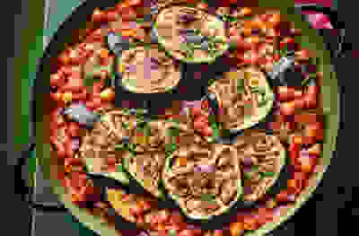 Spiced aubergine & tomato stew