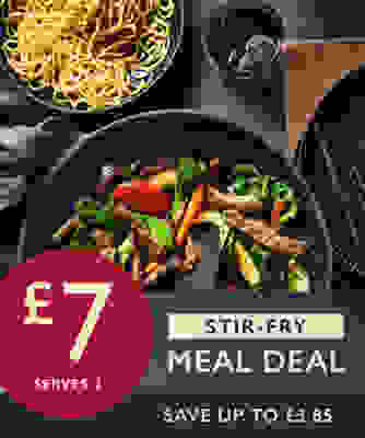 £7 Stir fry dine in - main or tofu + stir fry veg + sauce + noddles or rice