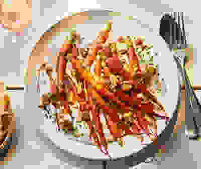 Baby carrots with walnut tarator