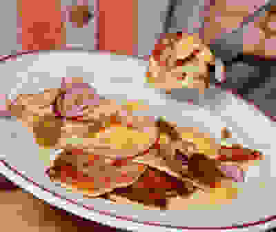 Bacon & hot honey pancakes