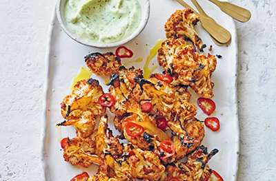 Barbecue cauliflower wings with zingy coriander mayo