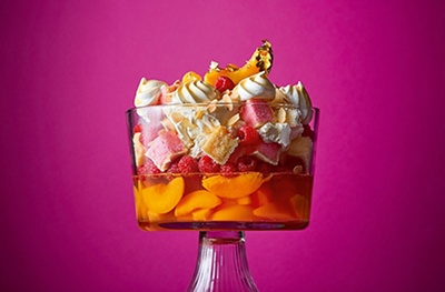 Battenberg trifle with meringue crown