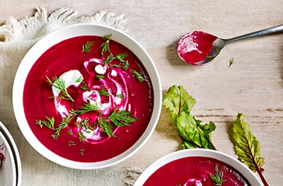 Beetroot, ginger and coconut soup