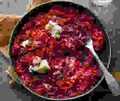 Beetroot, red wine & gorgonzola risotto