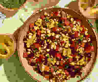 Blackened corn & red pepper salad 