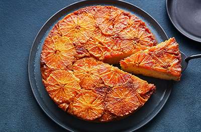 Blush orange upside-down cake with Grand Marnier caramel