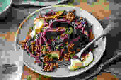 Braised Puy lentils & red cabbage