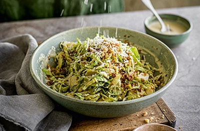 Brussels sprout Caesar salad
