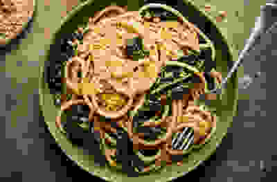 Bucatini with buttery cavolo nero, anchovies & pangrattato
