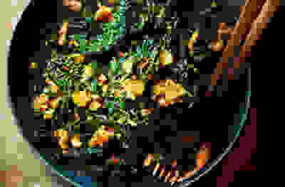 Cavolo nero with chilli, garlic & walnuts