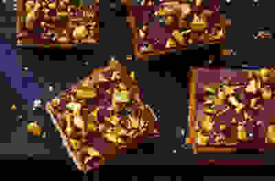 Cheat’s pistachio & salted caramel millionaire’s shortbread
