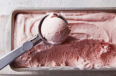 Cheat's strawberry & clotted cream ice cream