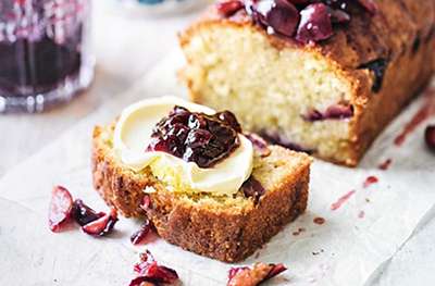 Cherry bakewell loaf cake