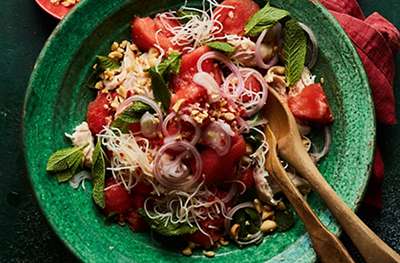 Chicken & watermelon noodle salad