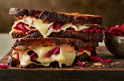 Chicken, Swiss cheese & red cabbage toasties