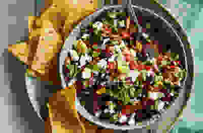 Chopped summer salad with feta & olives