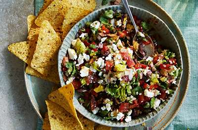 Chopped summer salad with feta & olives