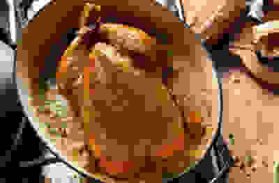 Calvados & cream pot-roast chicken