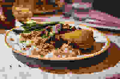 Crispy chicken & creamy mushrooms