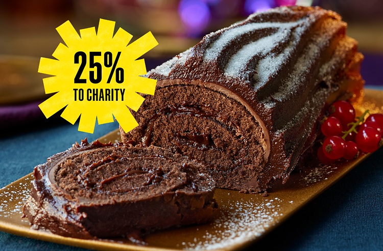 Building Happier Futures - We’ll donate 25% of all sales* from this indulgent Christmas Yule Log to our Building Happier Futures fund