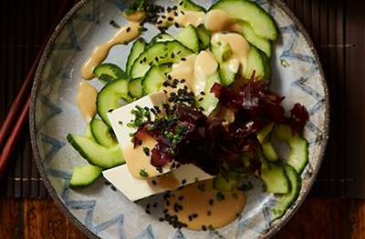 Cucumber & seaweed salad with sesame mustard dressing
