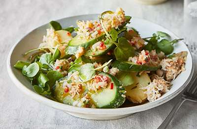 Cucumber, crab & potato salad