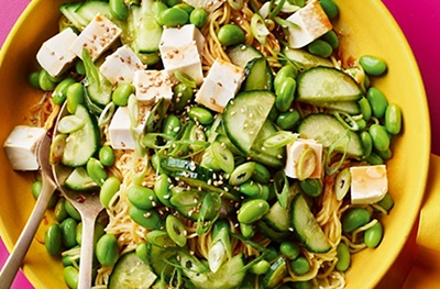 Edamame & tofu noodle salad