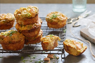 Egg muffins with smoked salmon and herbs