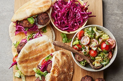 Falafel with tahini-dressed salad & pickled cabbage