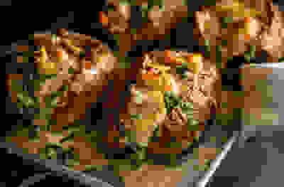 Fish pie baked potatoes