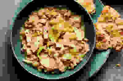 Flageolet bean, bacon & leek stew