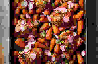 Gochujang chicken & carrot traybake