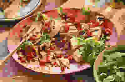 Grilled manouri with zingy strawberry salsa