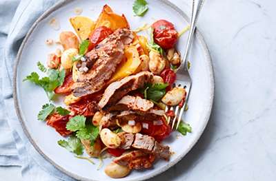 Harissa lamb with roasted vegetables