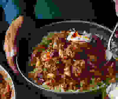 Harissa meatball & bean stew 