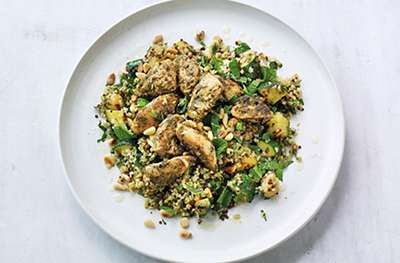Herbed chicken with freekeh