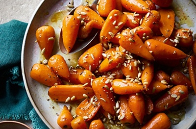 Honeyed carrots with toasted sunflower seeds