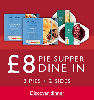 £8 pie supper dine in - 2 pies and 2 sides - Discover dinner