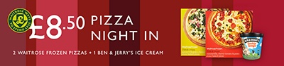 £8.50 Pizza Nigth In - 2 Waitrose frozen pizzas + 1 Ben & Jerry's Ice Cream - Shop Now
