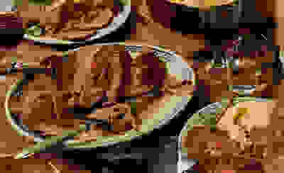 Roast topside of beef with peppercorn gravy & aligot