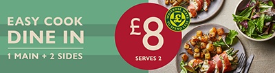 £8 Easy Cook dine in - 1 main + 2 sides - shop now