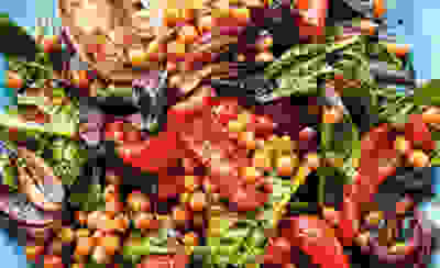 One-tray paprika-roast vegetables & chickpeas